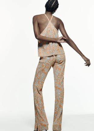 Zara костюм жаккард брюки леггинсы клеш майка топ2 фото