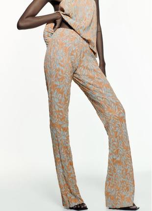 Zara костюм жаккард брюки леггинсы клеш майка топ3 фото