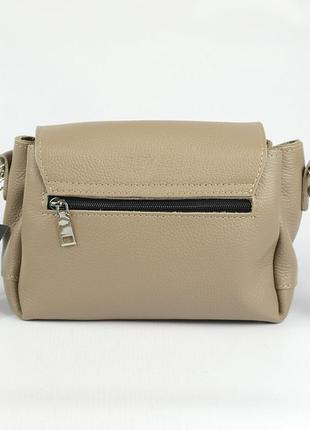 Бежевая маленькая кожаная сумочка клатч на три отделения, мини сумка женская из натуральной кожи2 фото