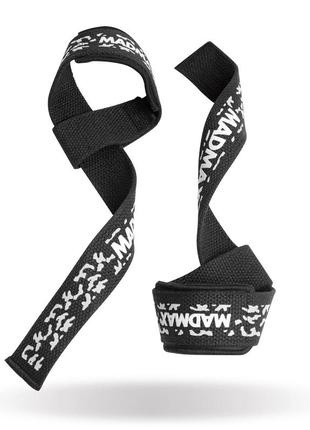 Спортивные лямки для тяги madmax camo power wrist straps camo/white