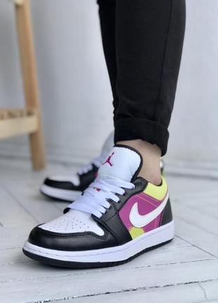 Эффектные яркие кроссовки в стиле nike jordan retro 1 low низкие найк джордан премиум кожаные цветные трендовые2 фото