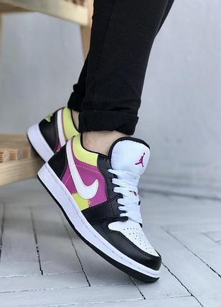 Эффектные яркие кроссовки в стиле nike upcoming jordan retro 1 low низкие найк джордан премиум кожаные цветные трендовые6 фото