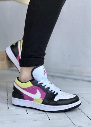 Эффектные яркие кроссовки в стиле nike jordan retro 1 low низкие найк джордан премиум кожаные цветные трендовые4 фото