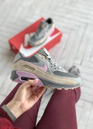 Трендовые кроссовки в стиле nike air max 90 с баллоном качественные премиум замшевые яркие эффектные женские