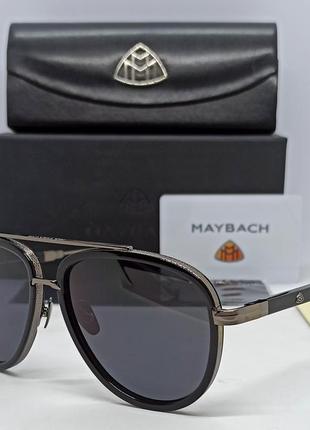 Maybach очки капли мужские солнцезащитные черные однотонные  в металлической оправе