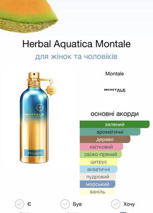 Новинка 2022 montale herbal aquatica парфумована вода розпив2 фото