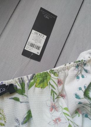 Женская блузка с воланом m&amp;s 20 -54 xxxl цветочный принт3 фото