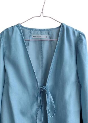 Голубая блуза на завязках6 фото