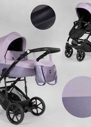 Дитяча коляска 2 в 1 expander viva v-41007 (1) колір pink, водовідштовхувальна тканина + еко-шкіра