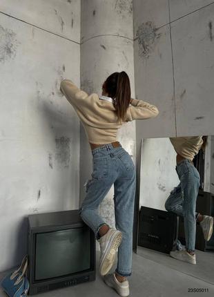 Накладной платеж ❤ турецкие джинсы мом на высокой талии с рваностями2 фото