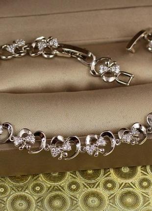 Браслет xuping jewelry бантик с рюшами 19см 8 мм серебристый
