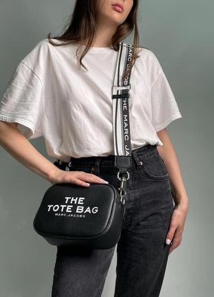 Женская сумка через плечо marc jacobs crossbody leather bag black/white марк джейкобс кросс - боди8 фото