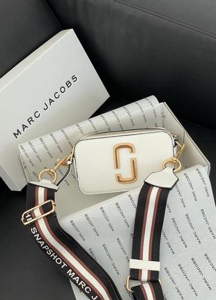 Женская сумка через плечо marc jacobs small camera bag white gold марк джейкобс кросс - боди