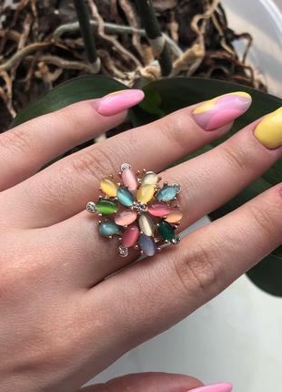 Шикарное модное кольцо перстень цветок 17 р 🌺💍 тренд1 фото