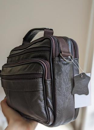 Кожаная сумка темно-коричневая4 фото