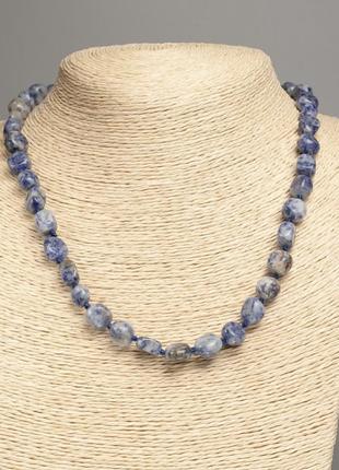 Ожерелье из камня содалит галтирования d-5х8-10мм+- l-50см+-