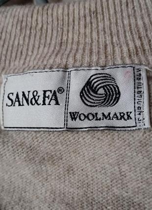 100% шерсть стильный супер теплый мужской свитер джемпер р. m от san&fa woolmark