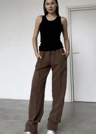 Жіночі трендові базові штани-палацо зі стрілками на високій посадці 3 кольори 151ко9 фото