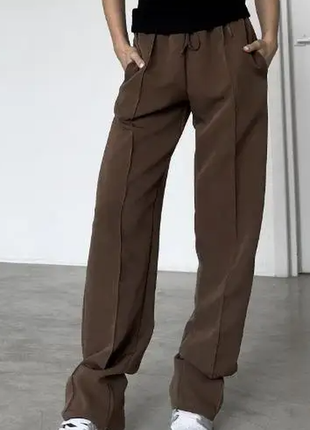 Женские трендовые базовые штаны-палаццо со стрелками на высокой посадке 3 цвета 151ко