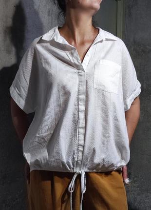 Блузка блуза на завязках оверсайз свободная крой белая хлопок сорочка біла