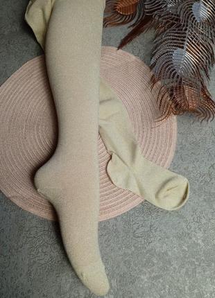 Колготки колготы люрекс классические золотые однотонные