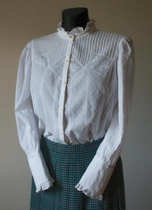 Хлопковая рубашка блузка блуза в эдвардинском стиле школьная форма платье дарк академия dark academia винтаж1 фото