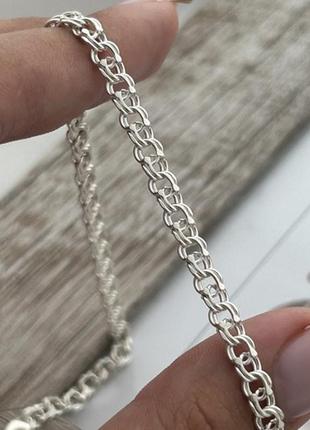 Ланцюжок срібний з плетінням бісмарк на шию легка 45 см4 фото