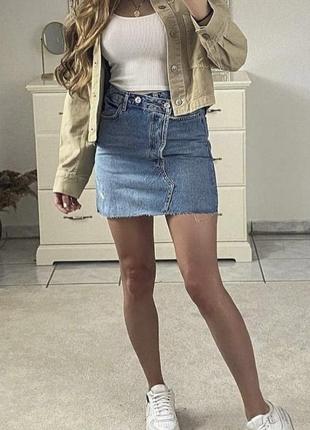 Zara стильная джинсовая юбка