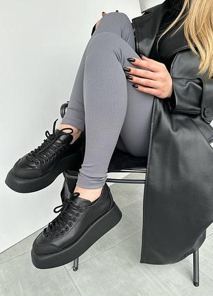 Трендовые кожаные кроссы новая коллекция 2023 🤩 цвет: черный