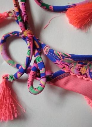 70с-д, 75в-с классный цветочный купальник бикини с кисточками, треугольные чашки на в-с4 фото