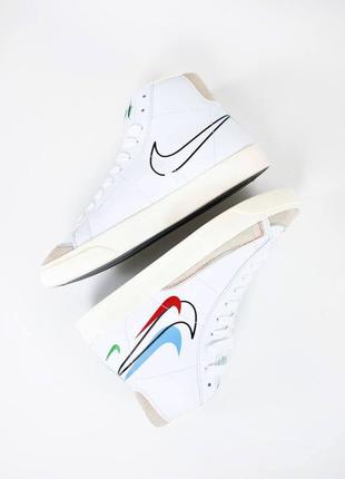 Nike blazer mid 77 multi swoosh white team blue2 фото