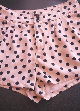 *шорты бежево-розовые в принт polka dot (горошек) h&m /divided новые*1 фото