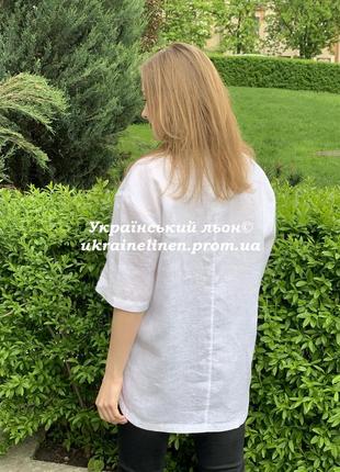 Блуза милая белая, льняная, галерея льна, 46-58р.5 фото