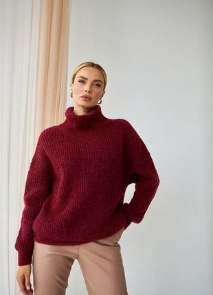 Вязанный женский свитер свободный теплый джемпер качественный свитер с горлом шерстяной свитер с мохером
