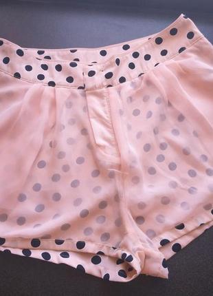 *шорты бежево-розовые в принт polka dot (горошек) h&m /divided новые*3 фото