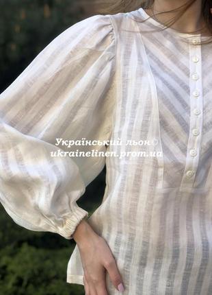Блуза адриана молочная льняная, галерея льна, 40-52р.9 фото