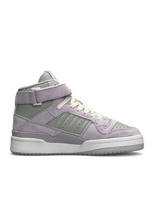 Жіночі кросівки adidas originals forum 84 mid grey suede olive2 фото