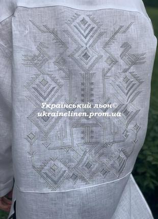 Блуза олександрия белая с вышивкой, льняная, галерея льна, 44-54р.5 фото