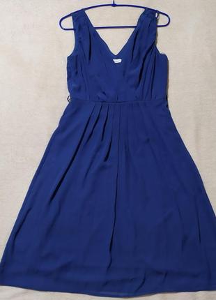 Синее шифоновое платье на запах1 фото