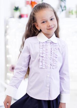 Шкільна блузка бузкового кольору мод. 3002