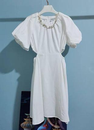 Белое мини платье зара, короткое вечернее платье, сукня сарафан6 фото