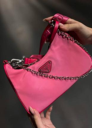 Женский сумка из нейлона prada / прада на плечо сумочка женская кожаная стильная брендовая3 фото