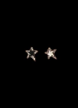 Сережки серьги зі стразами зірки зірочки чорні білі якісні стильні модні нові сріблясті 2