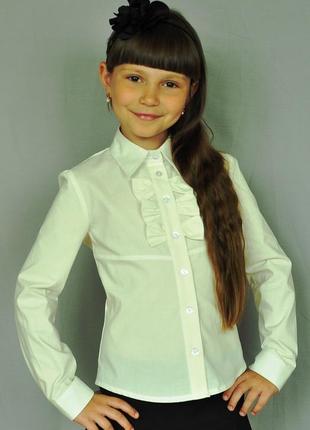 Блуза для дівчинки з декором на поличці "світ блуз" мод.2042 біла