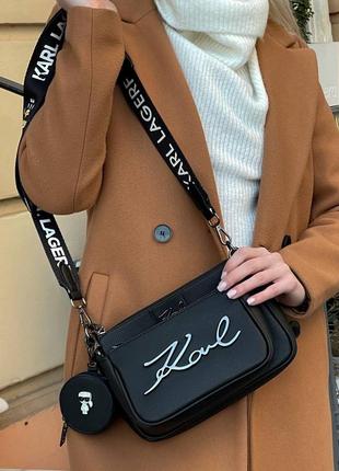 Женский сумка из эко-кожи karl lagerfeld на плечо сумочка женская кожаная стильная брендовая9 фото