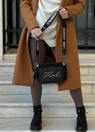 Женский сумка из эко-кожи karl lagerfeld на плечо сумочка женская кожаная стильная брендовая7 фото