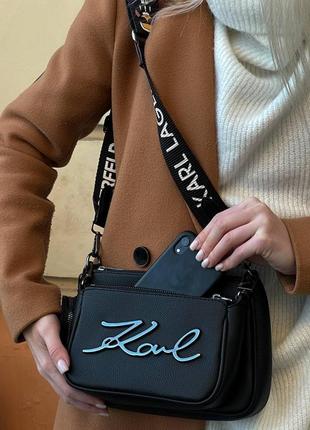 Женский сумка из эко-кожи karl lagerfeld на плечо сумочка женская кожаная стильная брендовая4 фото