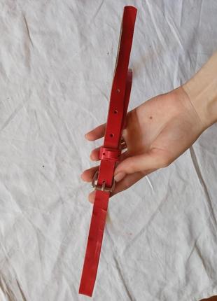 Ремінь жіночий червоний тонкий вузький поясок пояс ремень женский красный тонкий вінтаж винтажный с пряжкой
