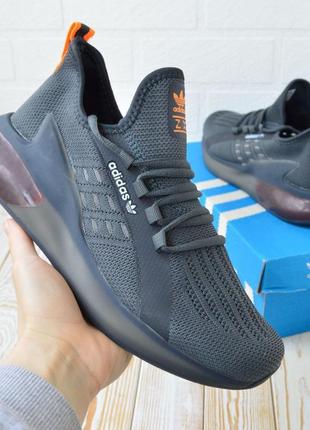 Adidas zx boost кросівки чоловічі літні сіткою сірі з помаранчевим адідас буст
