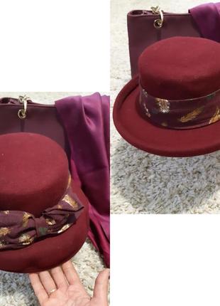 Стильная шерстяная шляпка с полями, италия, шерсть